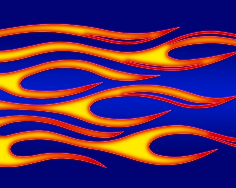 flame design on blue