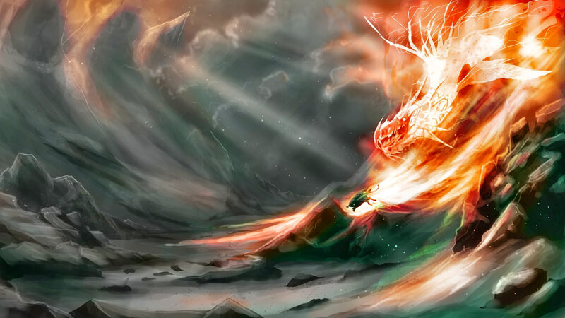 Flame Dragon in Storm
