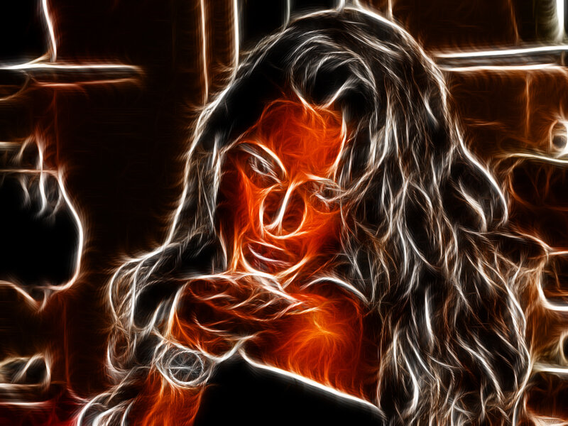 flame effect portrait of woman