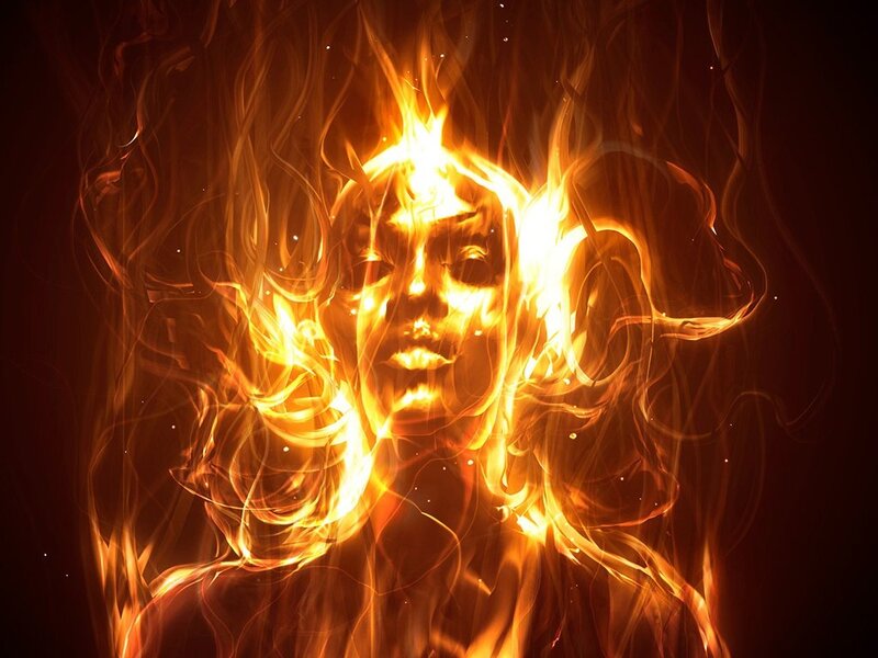 Flame-encased Face — Orange