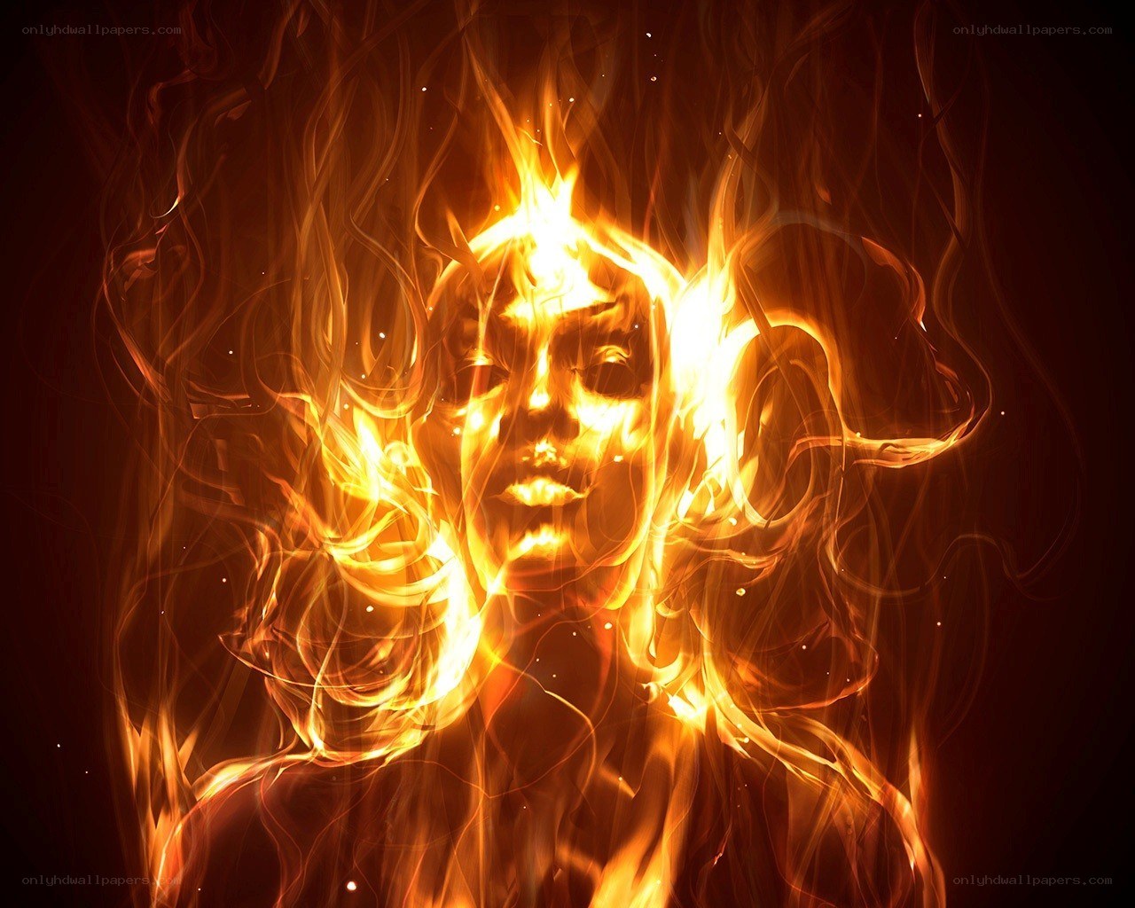 flame-encased face
