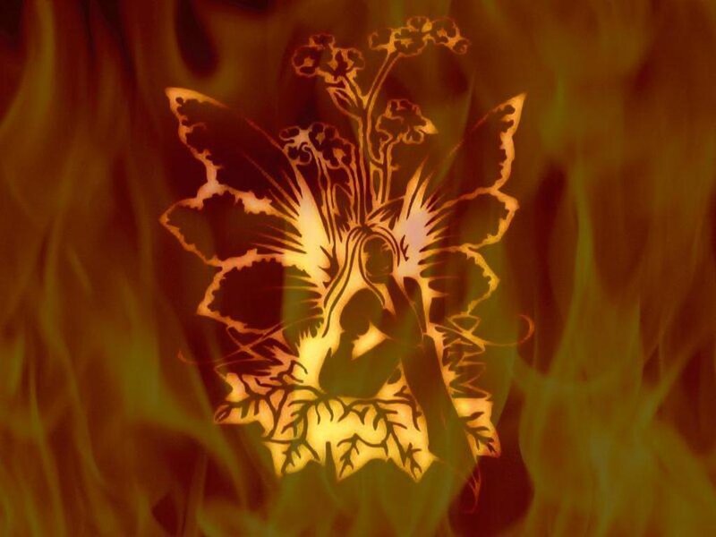 flame-engraved fairy design