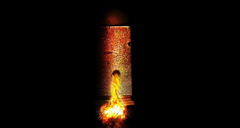 Flame erupting from a pipe