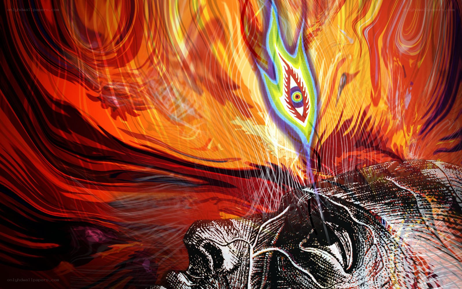 flame-eyed figure in fire