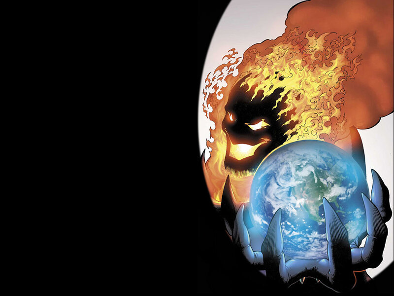 Flame-faced Figure Holding Earth