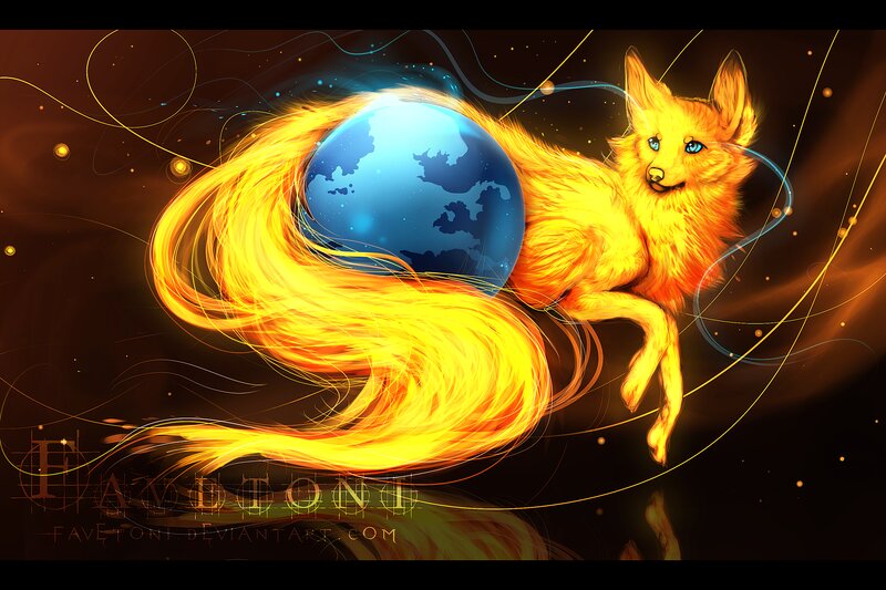 Flame Fox with Planet