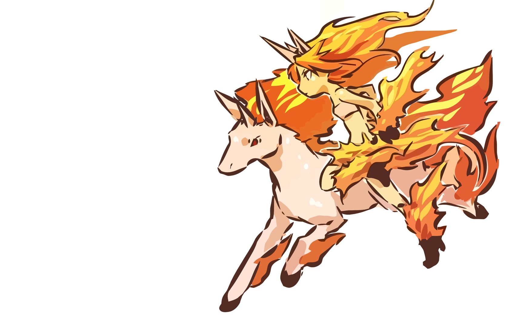 flame-haired rider on a horse
