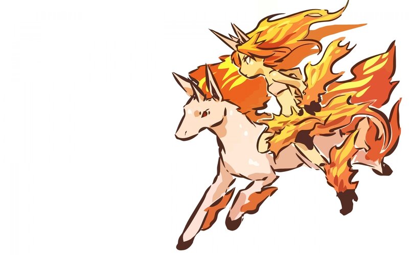 Flame-haired Rider on Horse — Orange