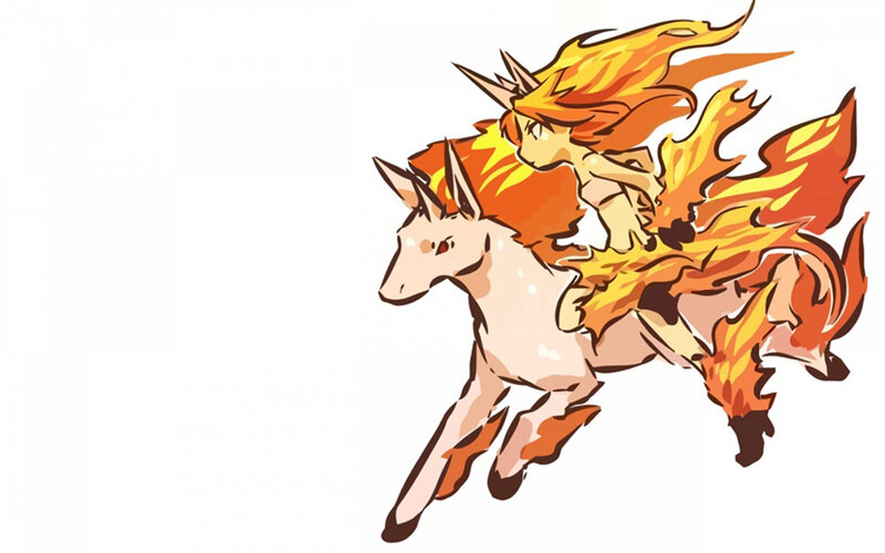 Flame-haired Rider on Horse