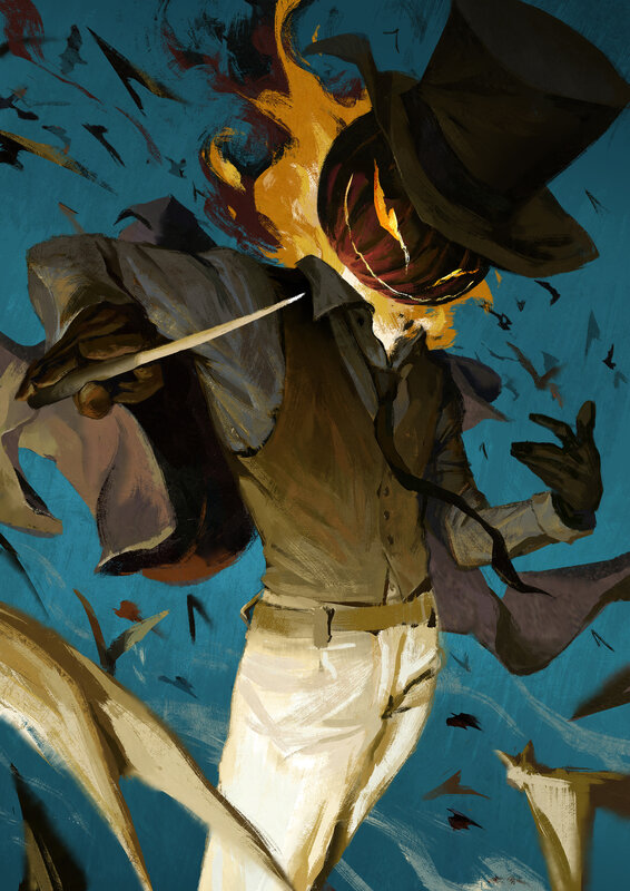 Flame-headed Figure — Blue