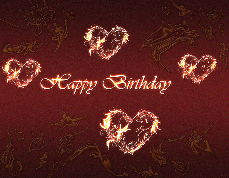 flame heart birthday card