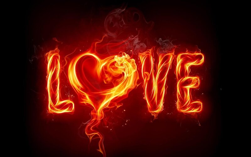 flame heart love text