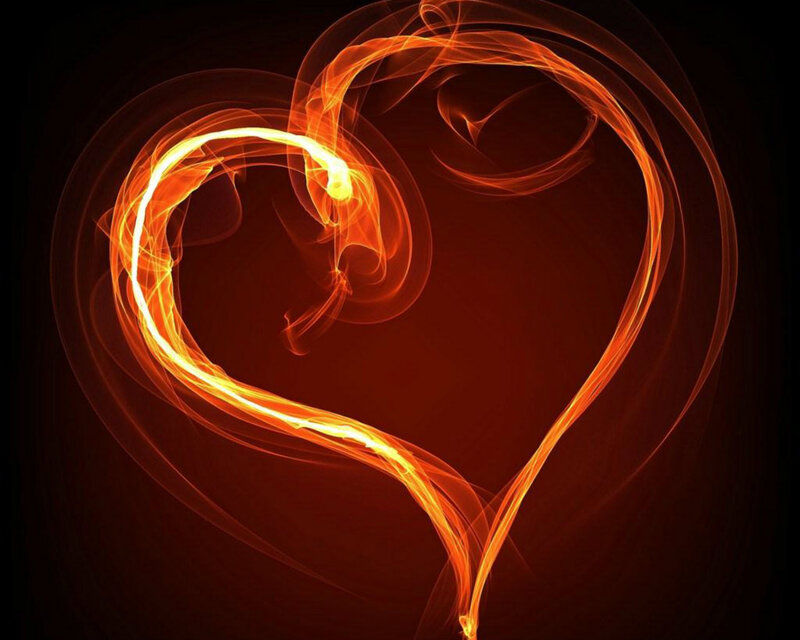 Flame Heart Shape — Orange, Dramatic, Digital Art, Fire