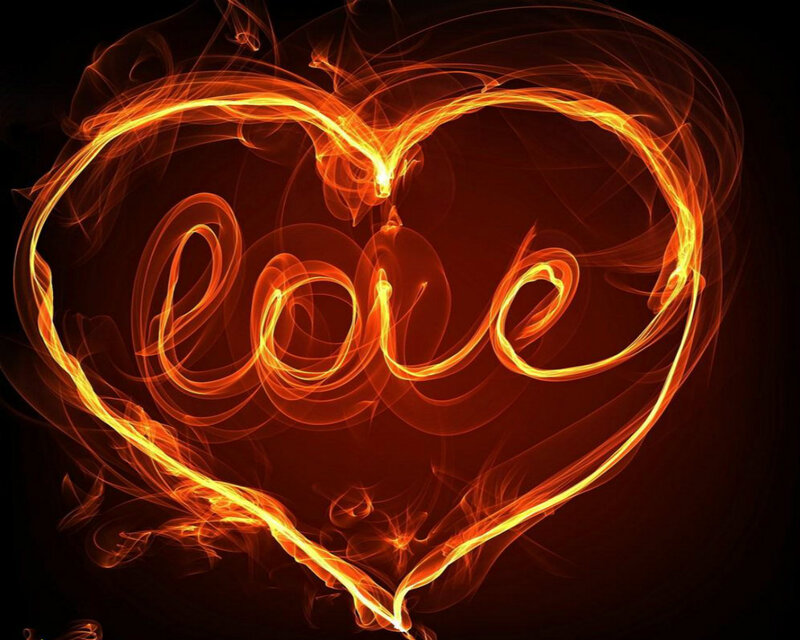Flame Heart Shape — Orange, Dramatic, Digital Art