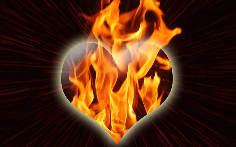 Flame Heart Shape — Orange, Dramatic