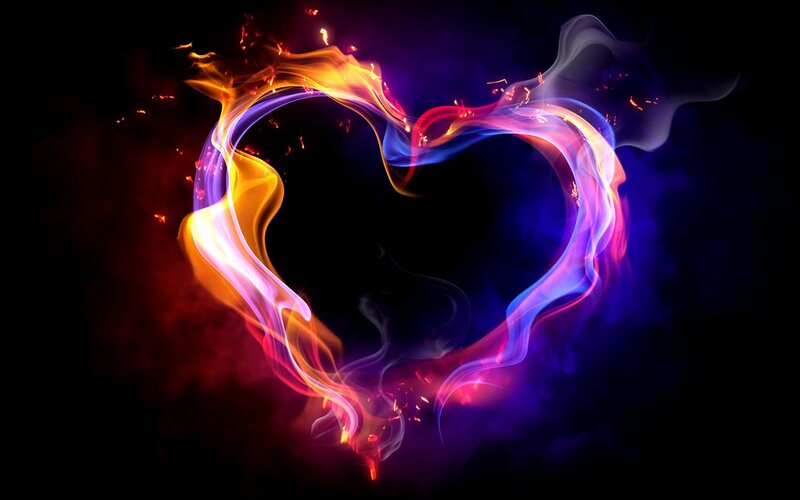 Flame Heart Shape — Red, Dramatic, Digital Art