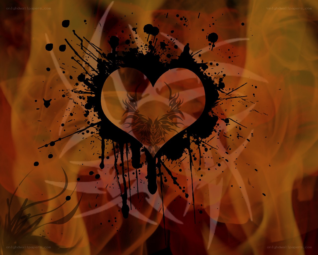 flame heart splatter art