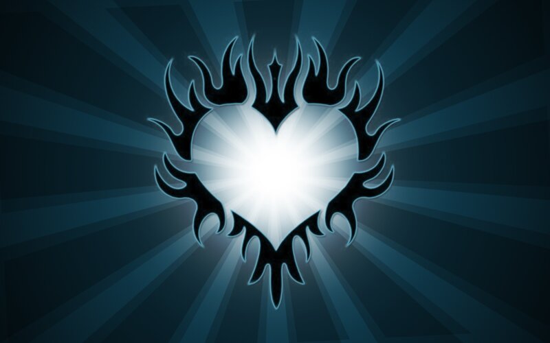 Flame Heart Symbol — Blue