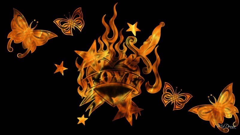 Flame Heart with Butterflies