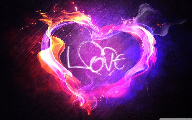 Flame Heart with Love Text