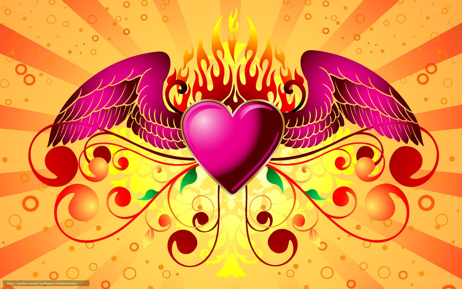 flame heart with wings