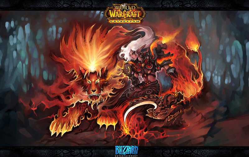 Flame lion and warrior