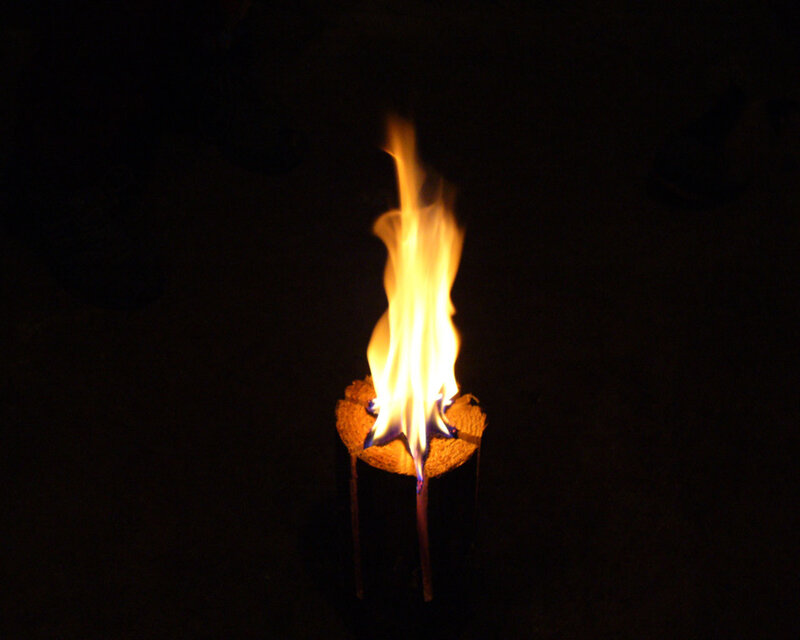 Flame on Coconut Shell