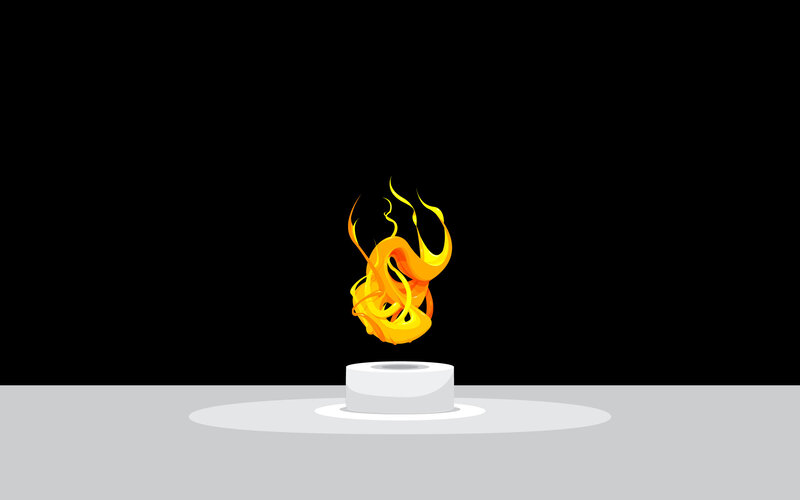 Flame on Pedestal — Black, Dramatic