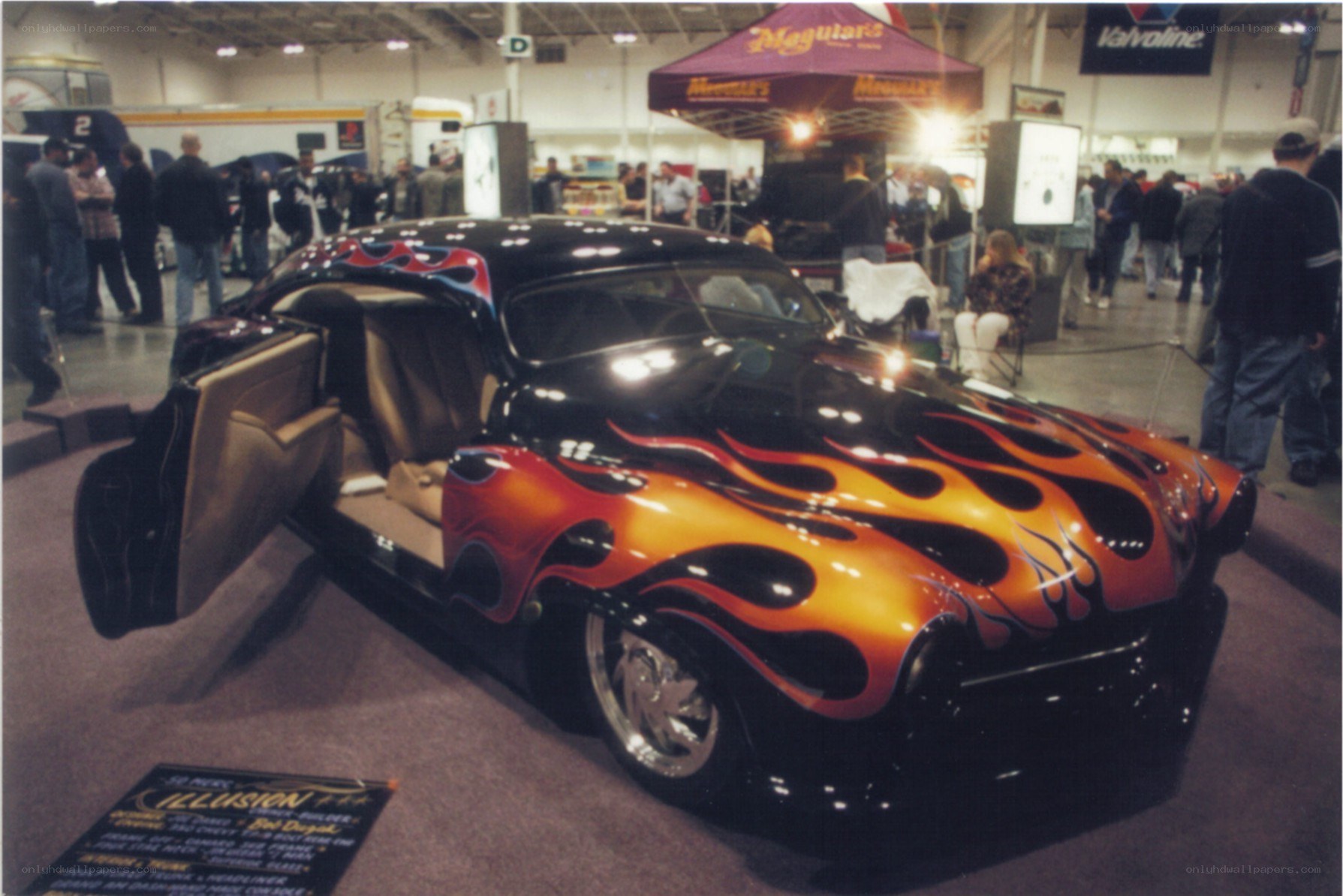 Flame-painted car at a show