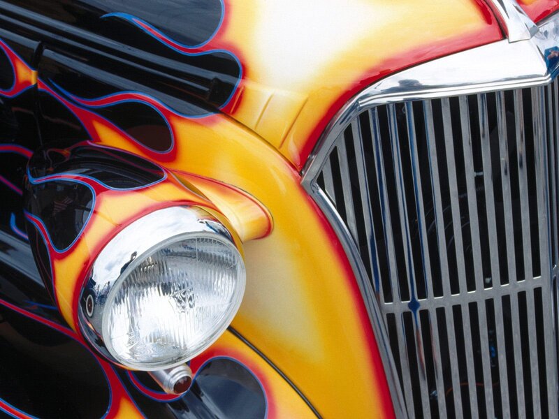 Flame-painted car front