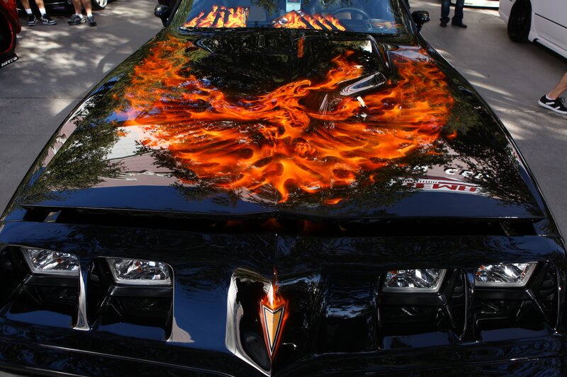 flame-painted car hood