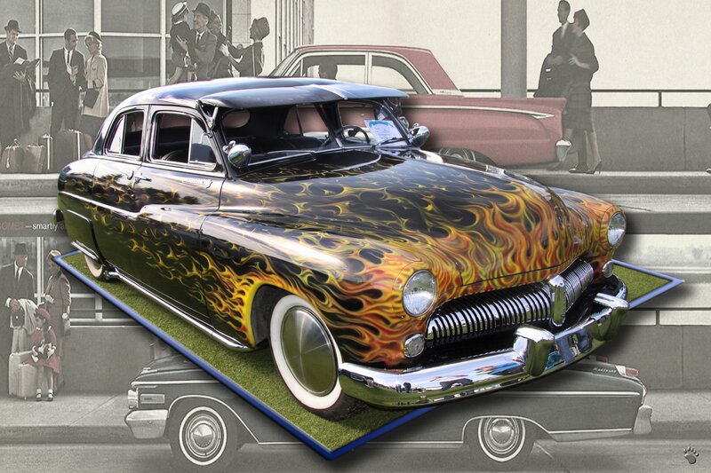 Flame-painted Classic Car — Black, Dramatic