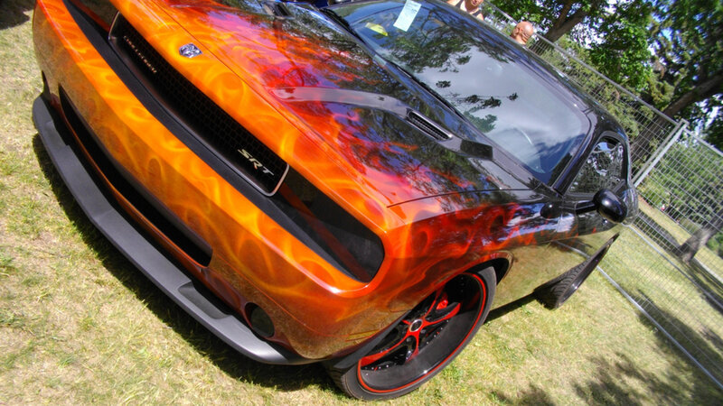 Flame-painted Dodge Challenger