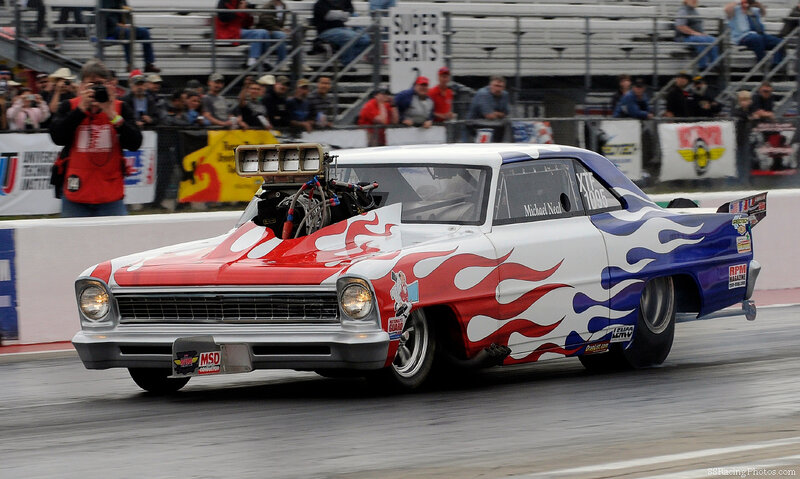 Flame-painted Drag Car — Red
