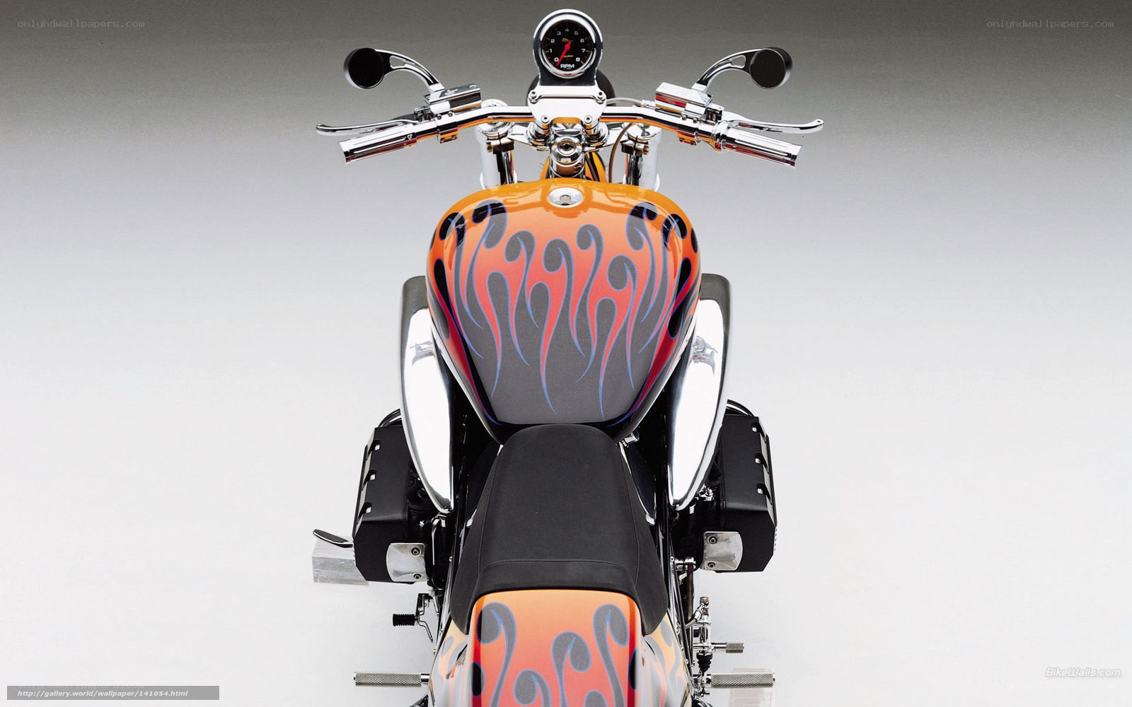 flame-painted motorcycle tank