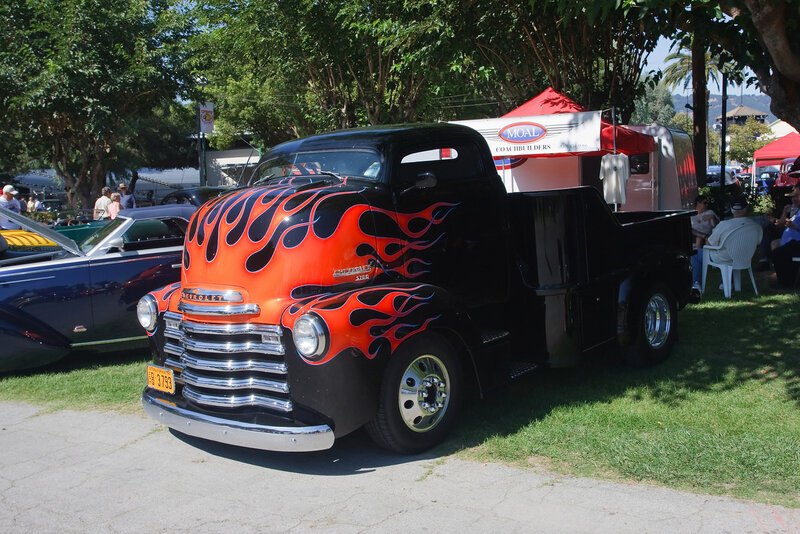 Flame-painted vintage truck