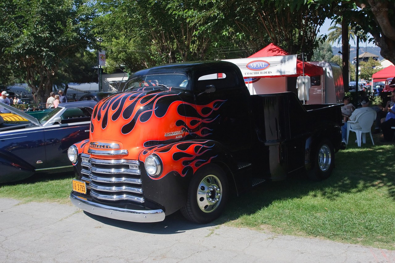 Flame-painted vintage truck