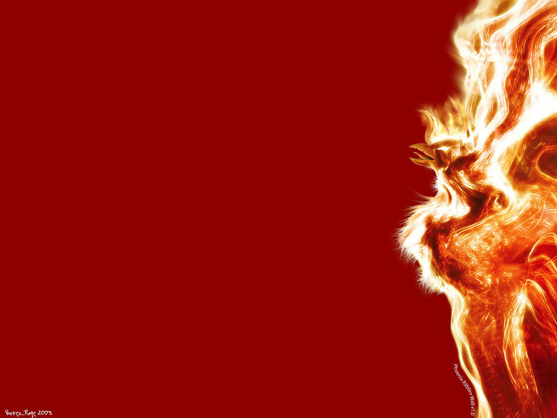 flame phoenix on red