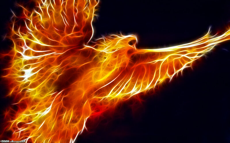 Flame Phoenix — Orange, Dramatic, Digital Art, Fire