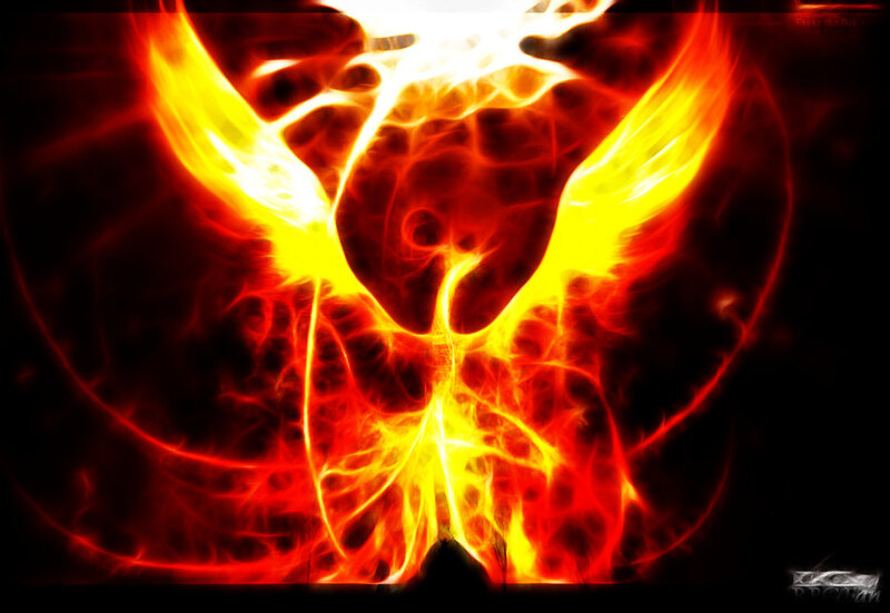 Flame Phoenix — Red, Dramatic