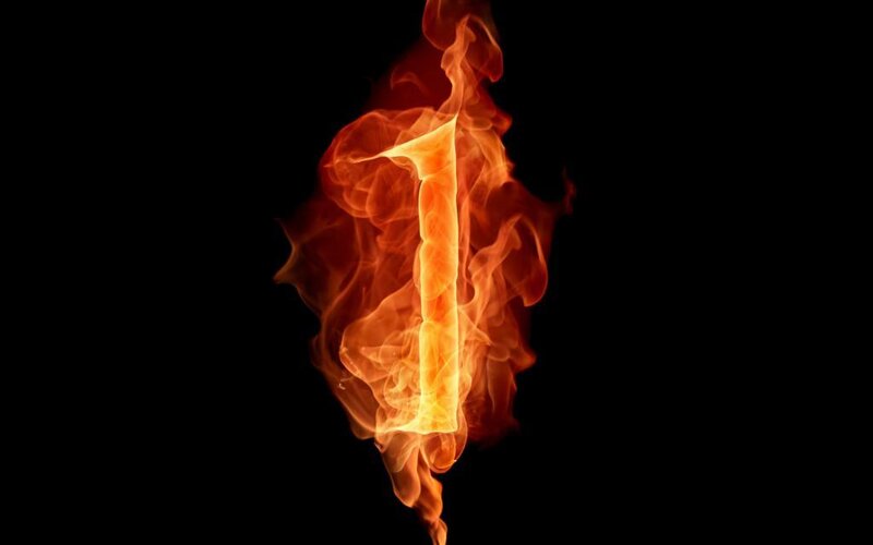 flame shaped like the number one