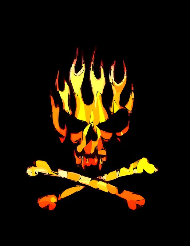 flame skull and bones