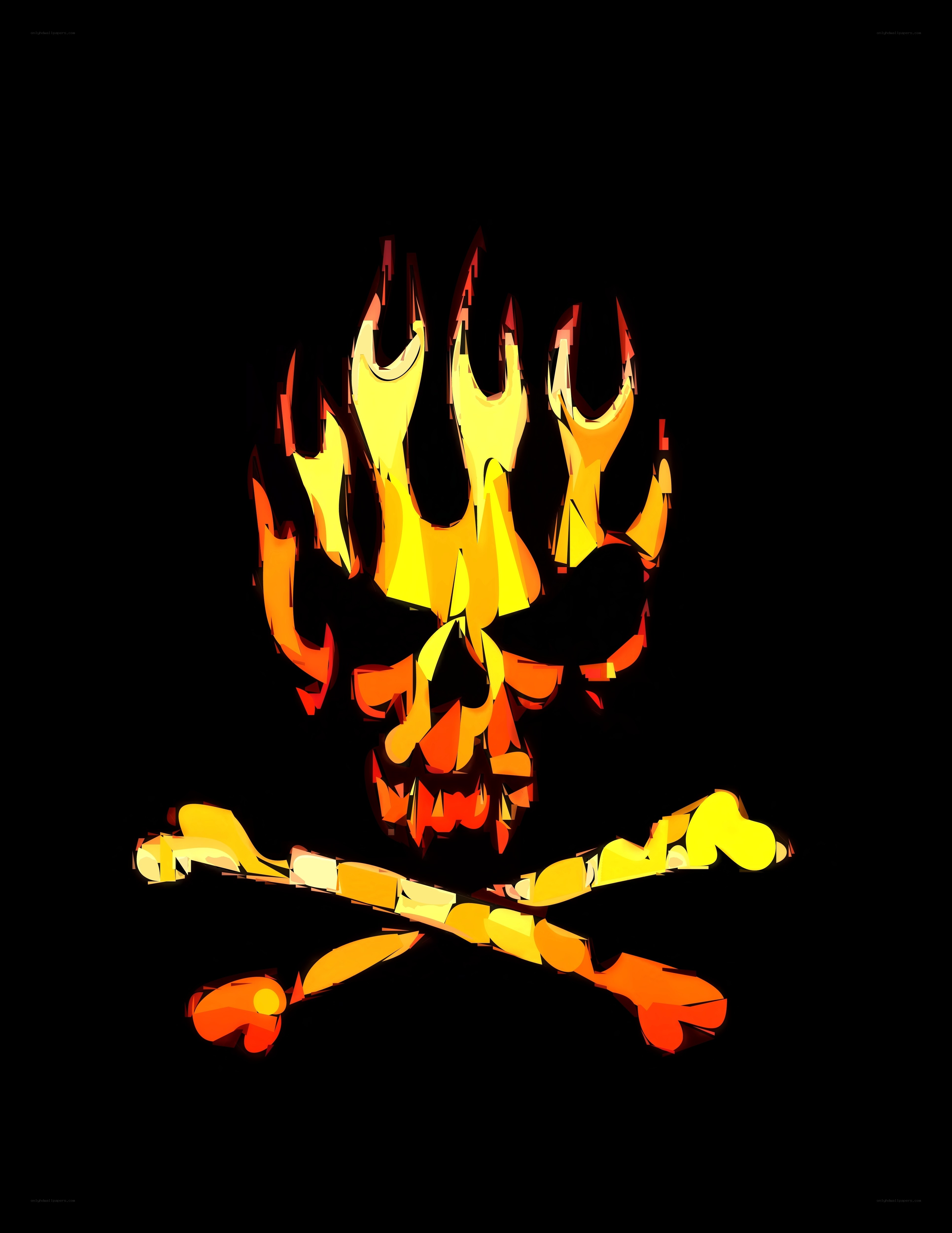flame skull and bones