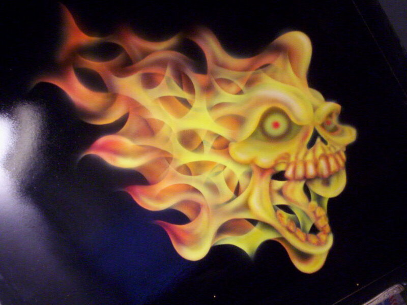 flame skull artwork
