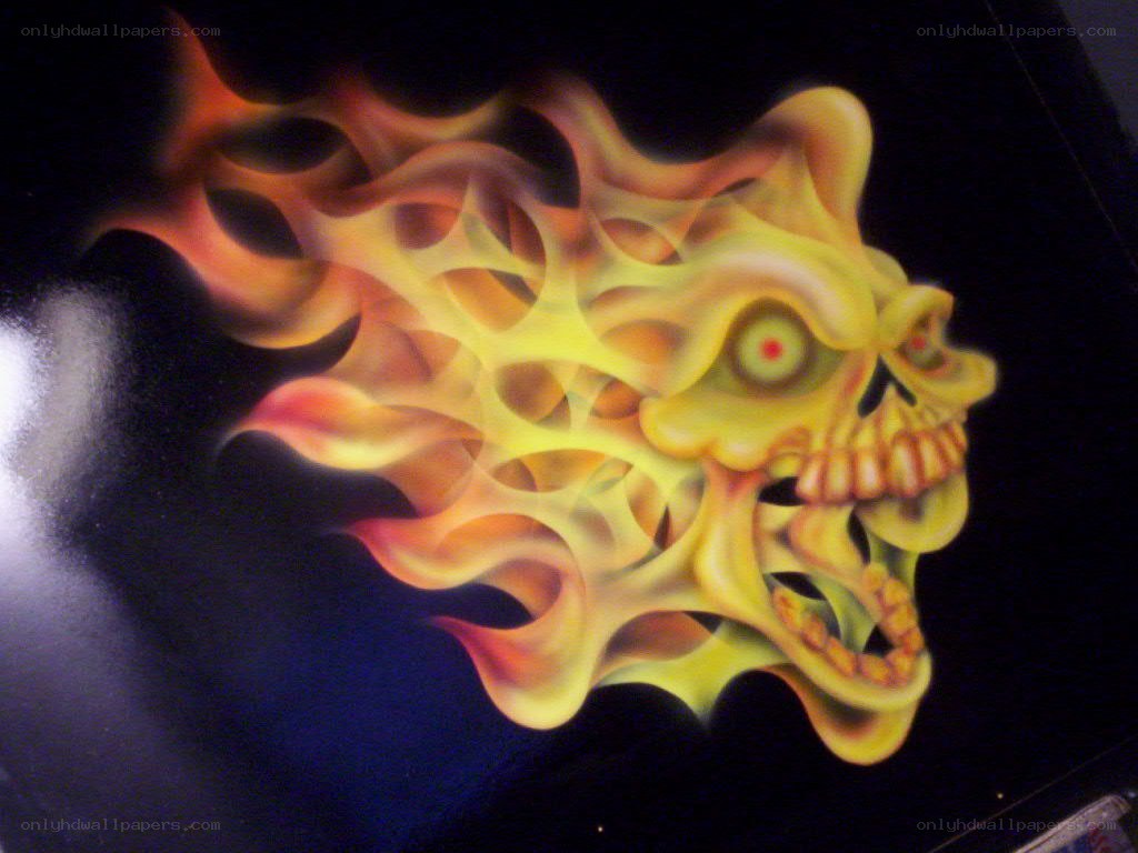 flame skull artwork