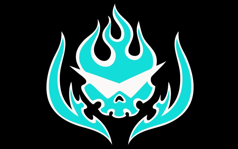 Flame Skull Logo — Cyan