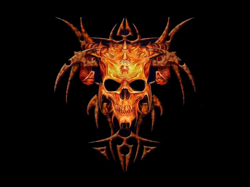 Flame Skull with Horns