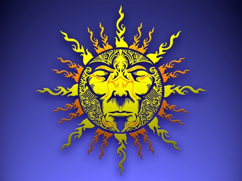 flame sun face design