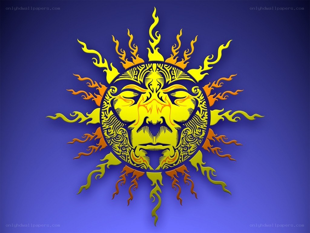 flame sun face design