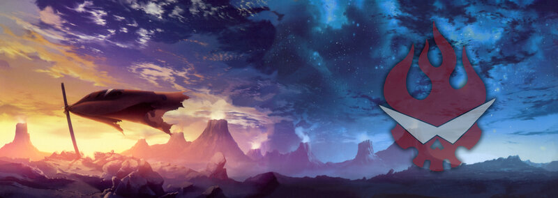 flame symbol on alien landscape